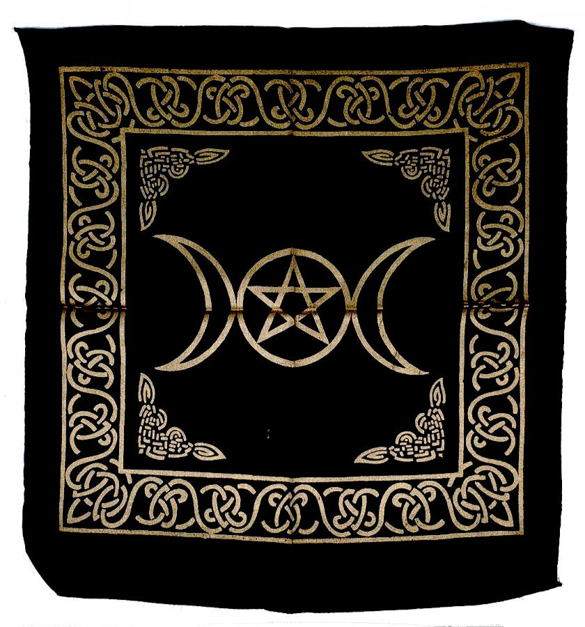 Triple Moon with Pentagram Altar Cloth 21x21"