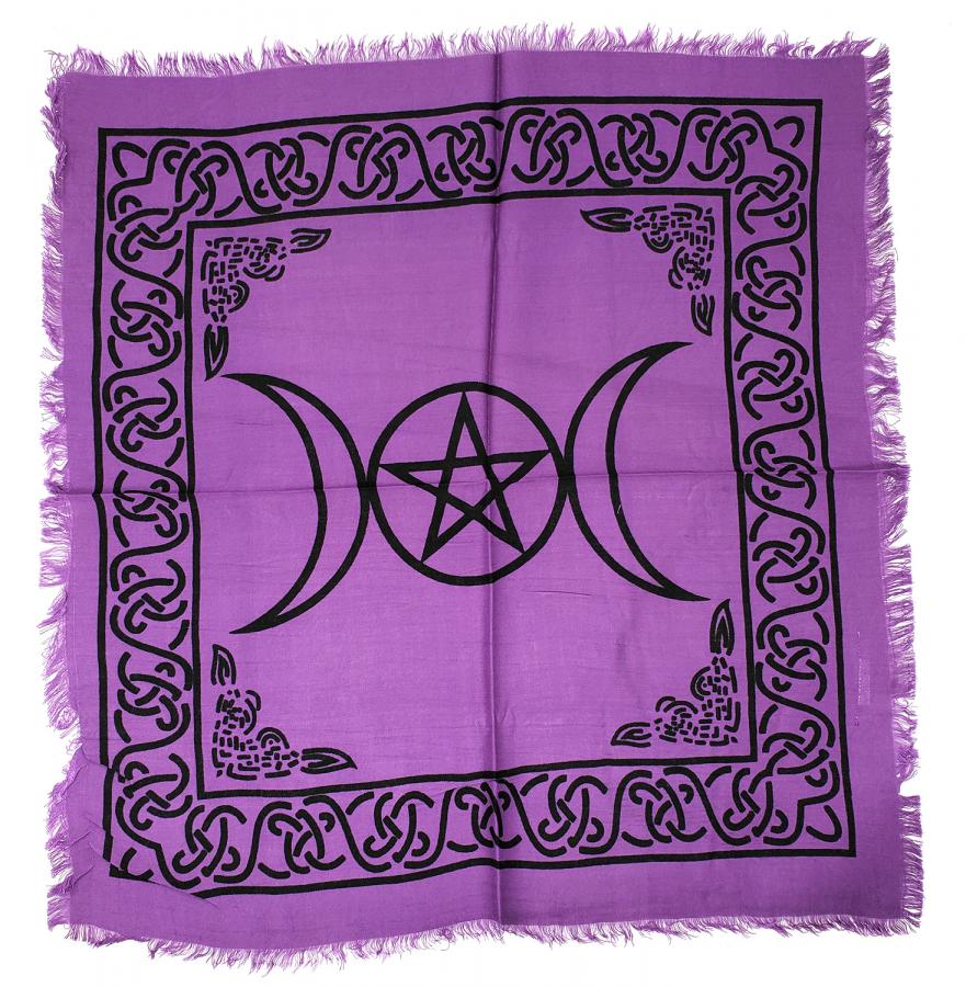 Triple Moon Altar Cloth 18x18 Purple/Black